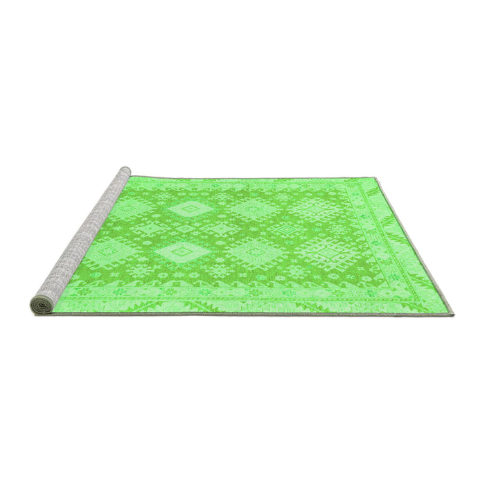 Sideview of Machine Washable Abstract Green Modern Area Rugs, wshabs2397grn