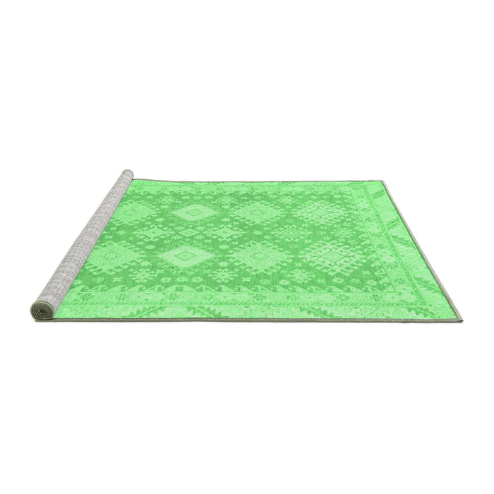 Sideview of Machine Washable Abstract Emerald Green Modern Area Rugs, wshabs2397emgrn
