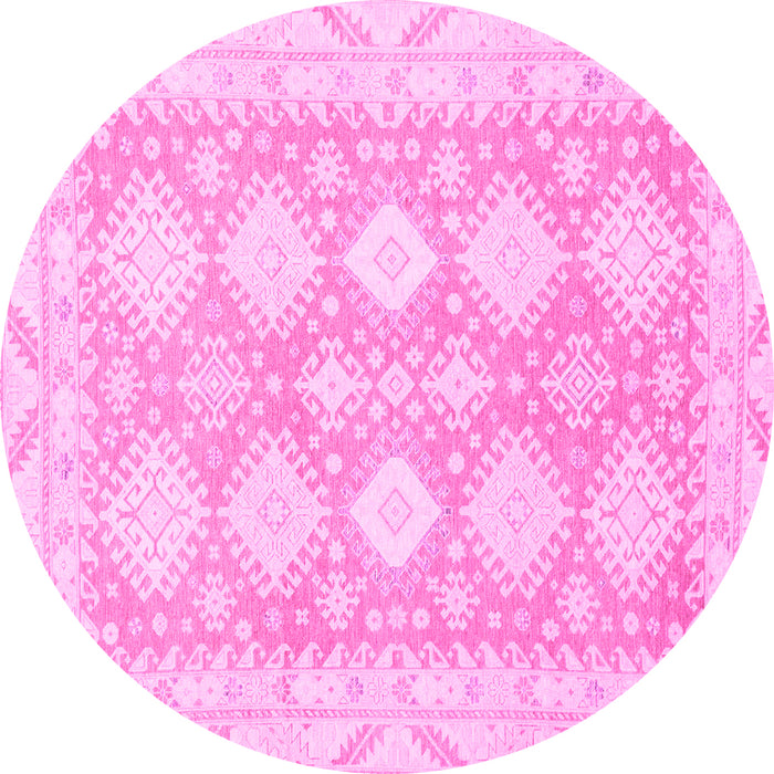 Round Abstract Pink Modern Rug, abs2397pnk