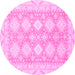 Round Abstract Pink Modern Rug, abs2397pnk