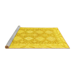 Sideview of Machine Washable Abstract Yellow Modern Rug, wshabs2397yw