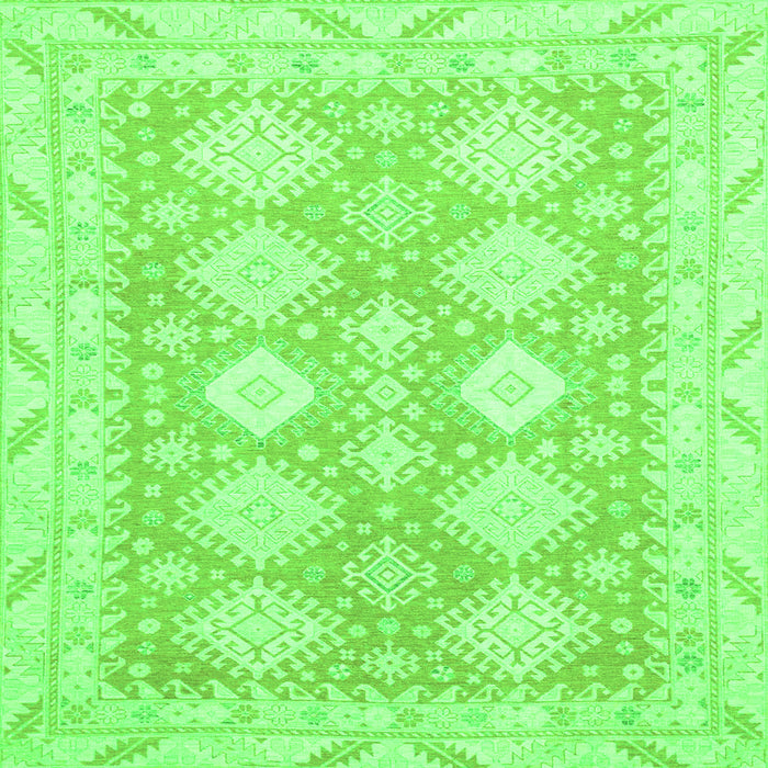 Square Machine Washable Abstract Green Modern Area Rugs, wshabs2397grn