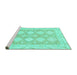 Sideview of Machine Washable Abstract Turquoise Modern Area Rugs, wshabs2397turq