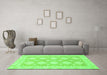 Machine Washable Abstract Green Modern Area Rugs in a Living Room,, wshabs2397grn