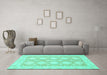 Machine Washable Abstract Turquoise Modern Area Rugs in a Living Room,, wshabs2397turq