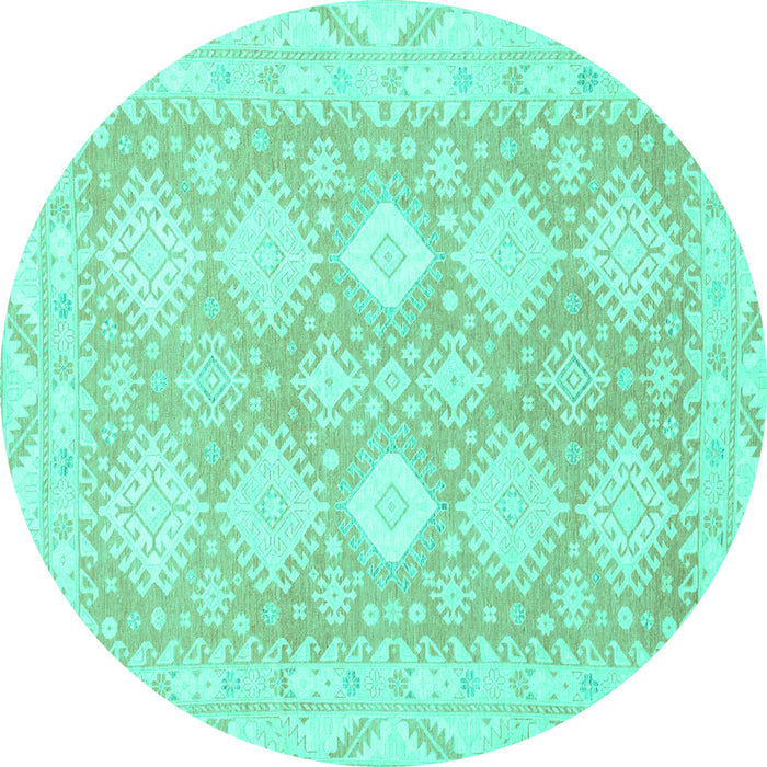 Round Abstract Turquoise Modern Rug, abs2397turq