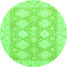 Round Abstract Green Modern Rug, abs2397grn