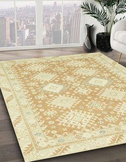 Machine Washable Abstract Khaki Gold Rug in a Family Room, wshabs2397