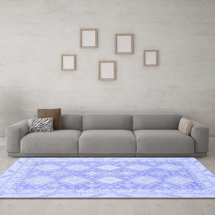 Machine Washable Abstract Blue Modern Rug in a Living Room, wshabs2397blu