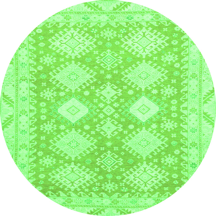 Round Machine Washable Abstract Green Modern Area Rugs, wshabs2397grn