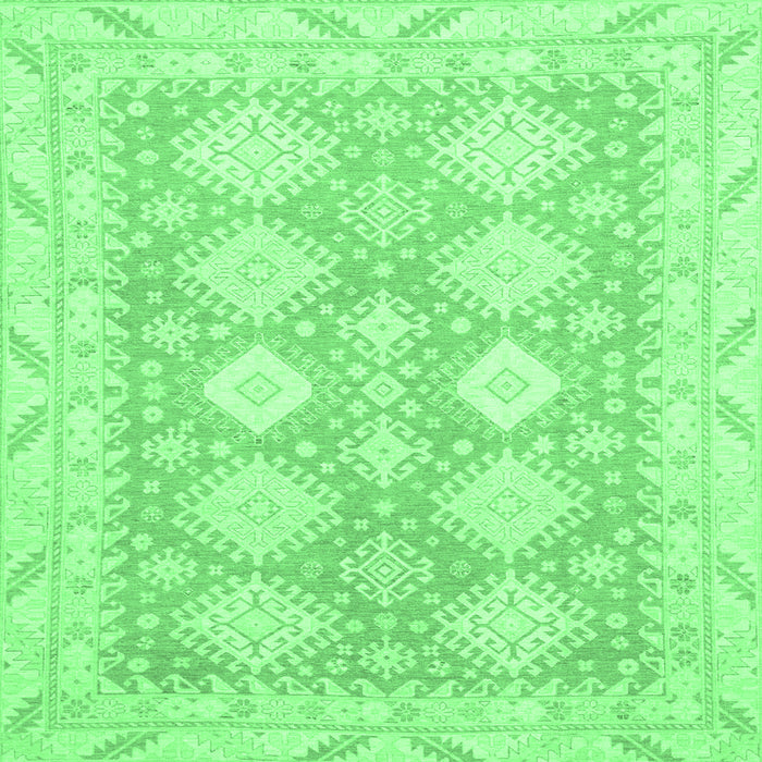 Square Abstract Emerald Green Modern Rug, abs2397emgrn