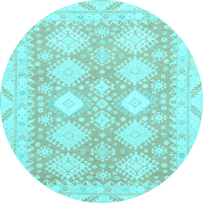 Round Abstract Light Blue Modern Rug, abs2397lblu