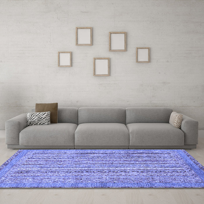 Machine Washable Abstract Blue Modern Rug in a Living Room, wshabs2398blu