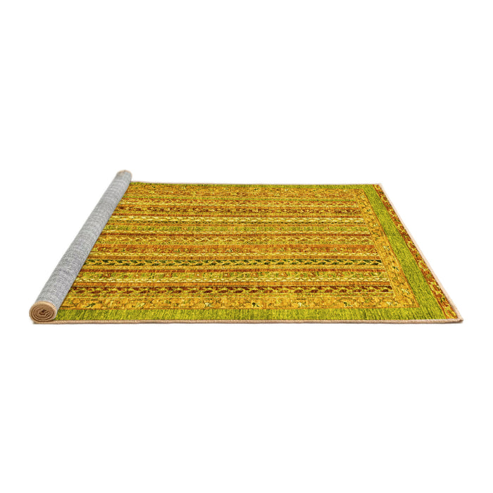 Sideview of Machine Washable Abstract Yellow Modern Rug, wshabs2398yw