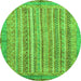 Round Abstract Green Modern Rug, abs2398grn