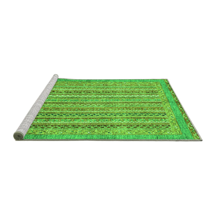 Sideview of Machine Washable Abstract Green Modern Area Rugs, wshabs2398grn