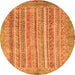 Round Machine Washable Abstract Orange Modern Area Rugs, wshabs2398org