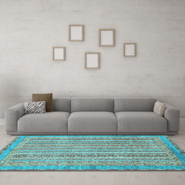 Machine Washable Abstract Light Blue Modern Rug in a Living Room, wshabs2398lblu