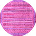 Round Machine Washable Abstract Pink Modern Rug, wshabs2398pnk