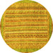 Round Machine Washable Abstract Yellow Modern Rug, wshabs2398yw