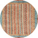 Round Abstract Red Modern Rug, abs2398