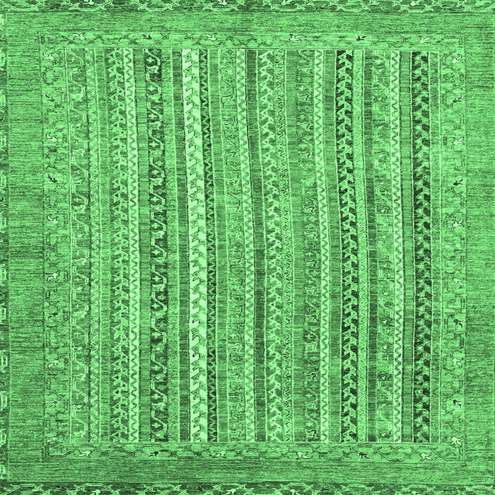 Square Machine Washable Abstract Emerald Green Modern Area Rugs, wshabs2398emgrn