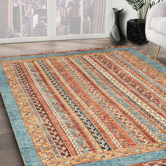 Abstract Red Modern Rug in Family Room, abs2398