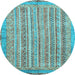 Round Abstract Light Blue Modern Rug, abs2398lblu