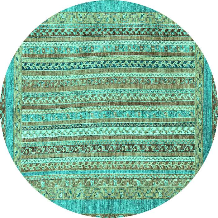 Round Abstract Turquoise Modern Rug, abs2398turq