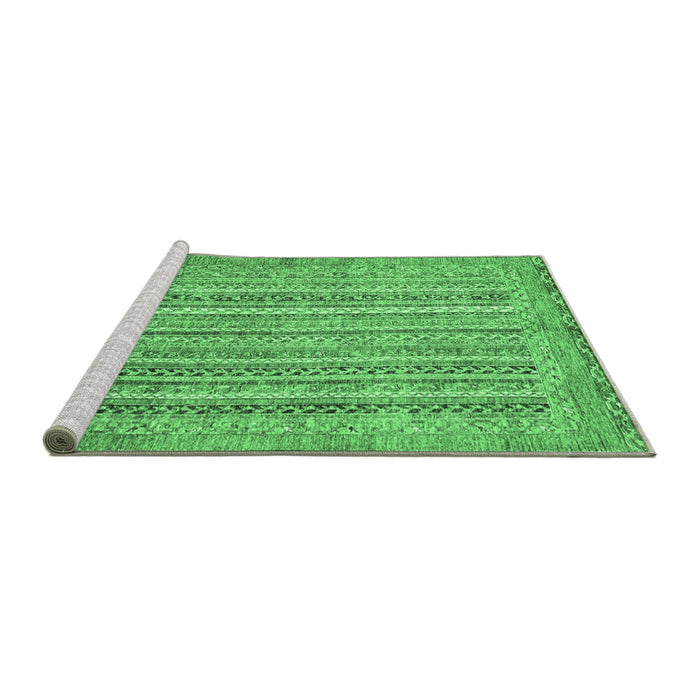 Sideview of Machine Washable Abstract Emerald Green Modern Area Rugs, wshabs2398emgrn