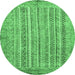 Round Abstract Emerald Green Modern Rug, abs2398emgrn