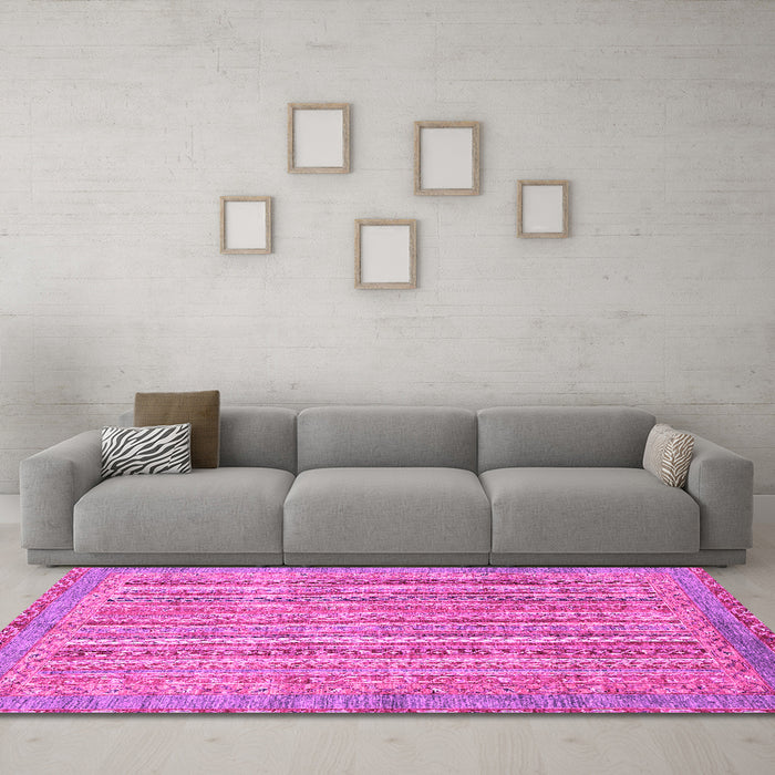 Machine Washable Abstract Pink Modern Rug in a Living Room, wshabs2398pnk