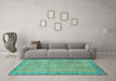 Machine Washable Abstract Turquoise Modern Area Rugs in a Living Room,, wshabs2398turq