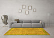 Machine Washable Abstract Yellow Modern Rug in a Living Room, wshabs2398yw