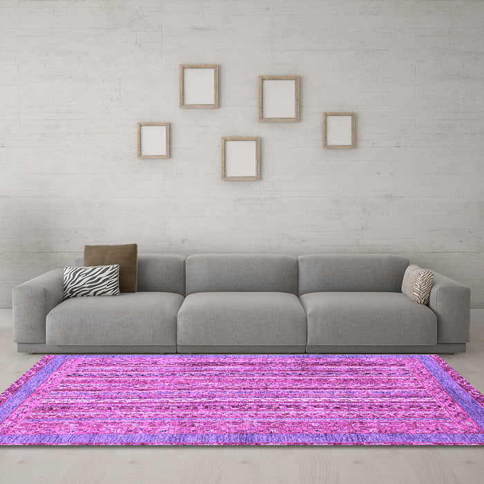 Machine Washable Abstract Purple Modern Area Rugs in a Living Room, wshabs2398pur