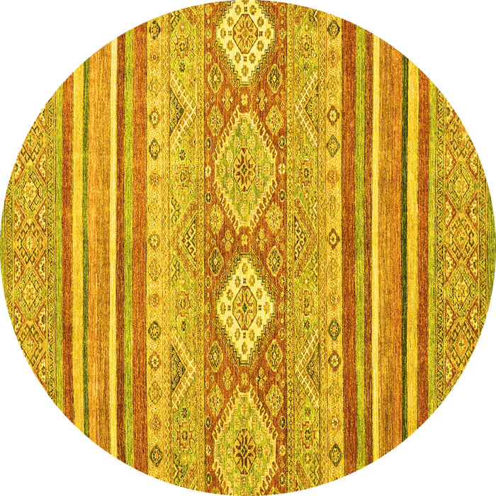 Round Machine Washable Abstract Yellow Modern Rug, wshabs2399yw