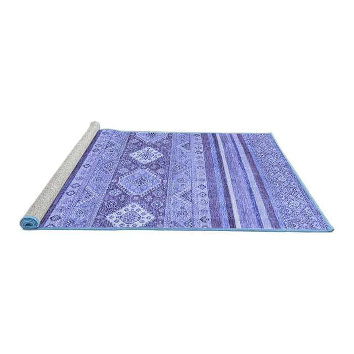 Sideview of Machine Washable Abstract Blue Modern Rug, wshabs2399blu