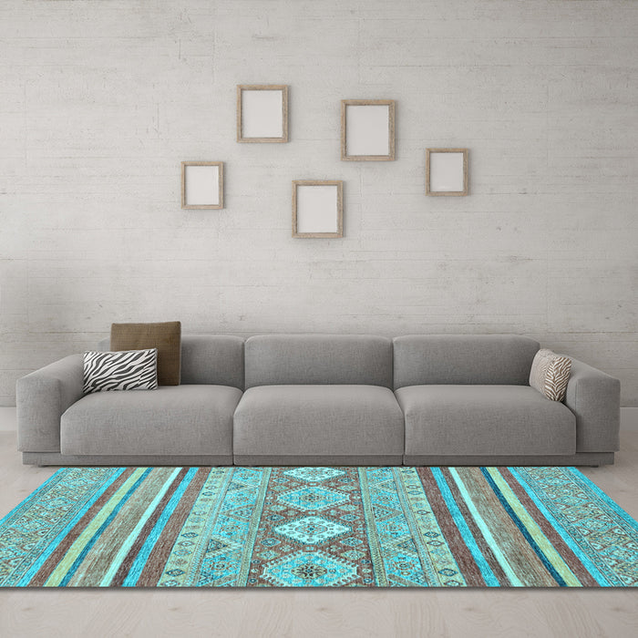 Machine Washable Abstract Light Blue Modern Rug in a Living Room, wshabs2399lblu