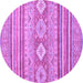 Round Machine Washable Abstract Purple Modern Area Rugs, wshabs2399pur