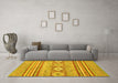 Machine Washable Abstract Yellow Modern Rug in a Living Room, wshabs2399yw