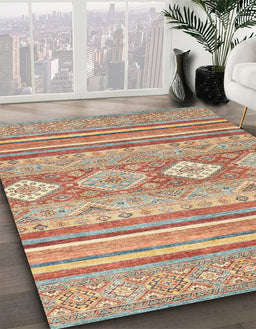 Abstract Chocolate Brown Modern Rug in Family Room, abs2399