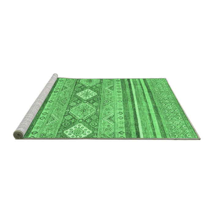 Sideview of Machine Washable Abstract Emerald Green Modern Area Rugs, wshabs2399emgrn