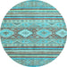 Round Abstract Light Blue Modern Rug, abs2399lblu