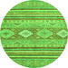 Round Abstract Green Modern Rug, abs2399grn