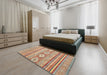 Abstract Chocolate Brown Modern Rug in a Bedroom, abs2399