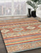 Machine Washable Abstract Chocolate Brown Rug in a Family Room, wshabs2399