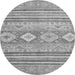 Round Machine Washable Abstract Gray Modern Rug, wshabs2399gry