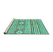 Sideview of Machine Washable Abstract Turquoise Modern Area Rugs, wshabs2399turq