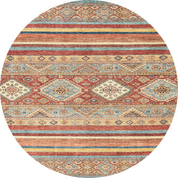 Round Abstract Chocolate Brown Modern Rug, abs2399