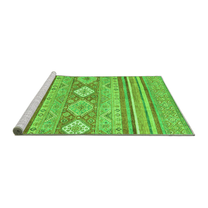 Sideview of Machine Washable Abstract Green Modern Area Rugs, wshabs2399grn
